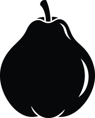 Obraz premium Black silhouette of a pear with a stem on a white background fruit
