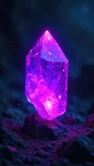 A vibrant, glowing purple crystal, pulsating with energy, floats in a dark void, emitting a protective aura  Perfect for fantasy, sci-fi, or energy-related projects ,  energy,  esoteric