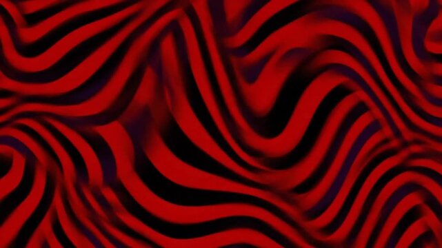 Abstract hypnotic red and black wavy stripes create a dynamic and mesmerizing visual background texture