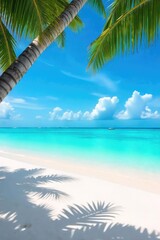 Maldives Turquoise Water Laps Pristine White Sand Beach Under Vibrant Blue Sky Perfect Tropical Escape for Travel & Tourism Promotion