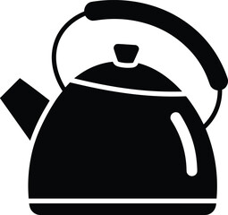 Black silhouette of a stovetop kettle with a curved handle vector