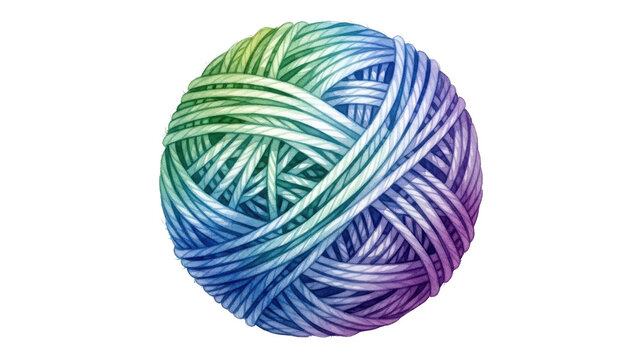 Rainbow colored yarn ball on black background thread wool