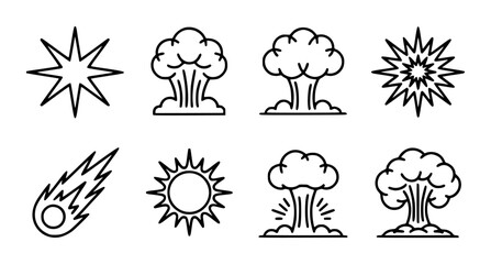 Black and white line of celestial and natural symbols collection nature stars