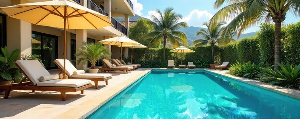 Luxurious Resort Poolside Sun-Kissed Relaxation and Escape for Summer Vacation