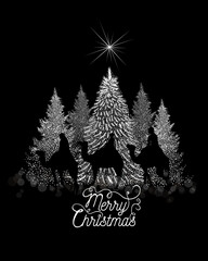 Merry Christmas. The Magi ride on camels to the Christmas star. Not AI, vector illustration.