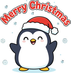 Christmas card showing Santa Claus standing with a Christmas tree in a cute winter holiday style