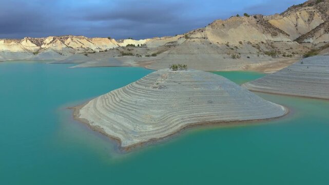 Aerial view of the Algeciras reservoir, Librilla, Region of Murcia, Spain