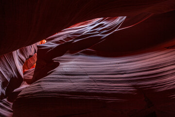 Smooth sandstone curves glowing in warm canyon light — a silent wave frozen in the depths of Antelope Canyon, Arizona.