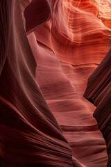 Smooth sandstone curves glowing in warm canyon light — a silent wave frozen in the depths of Antelope Canyon, Arizona.
