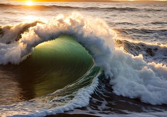 Ocean Wave Shaped Like Sleeping Dragon Foam Turning Into Pearls Mid