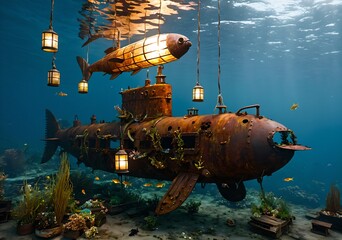 Rusted Submarine Turned Into Underwater Garden Fish Carrying