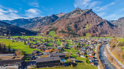 The village of Mellau, Bregenzer Wald Region, State of Vorarlberg, Austria
