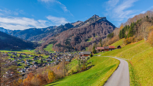 The village of Mellau, Bregenzer Wald Region, State of Vorarlberg, Austria