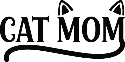 Cat Mom Vector Typography With Cat Ears And Whiskers © MdFuyad