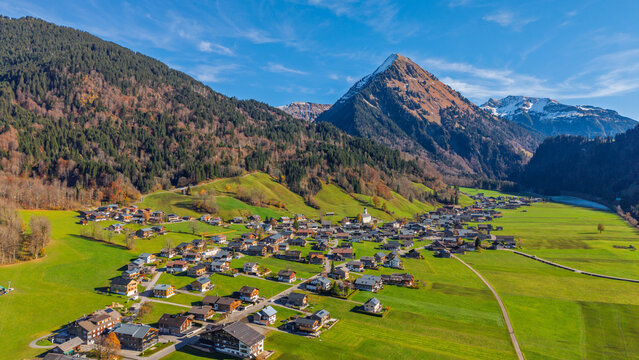 The village of Schoppernau, Bregenzer Wald Region, State of Vorarlberg, Austria