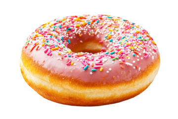 Delicious donut isolated on white or transparent PNG background. Perfect for bakery, confectionery, and food designs. Premium bread dessert graphic for marketing and creative design projects.
