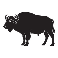 Buffalo vector illustration of an American bison in a simple silhouette style