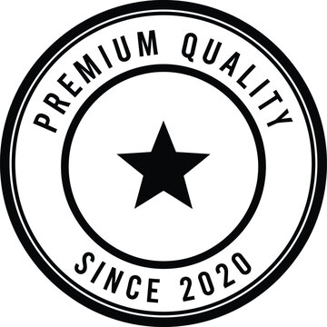 Premium Quality Since 2020 Star Stamp Circle Vector Icon Badge Logo Label Seal isolated on white