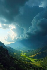 Dramatic Cumulonimbus Storm Clouds Over Serene Landscape A Breathtaking Panoramic View