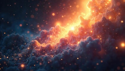 A celestial being, radiating shimmering light and cosmic dust, embodies the essence of sparkling divinity Celestial power and radiant energy emanate from its form , celestial, holy