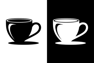Hot Drink Mug Silhouette Icons. Cafe and Coffee Shop Pictograms Black and White