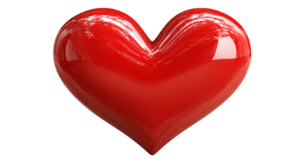 Red heart isolated on white background with romantic and love symbols