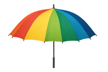 Colorful umbrella displaying pride and diversity, offering protection from rain, isolated with a transparent background