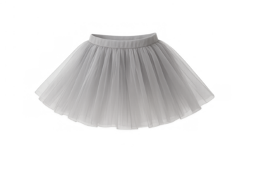 White ballet tutu skirt made of sheer tulle fabric. Dance attire for ballerinas, celebrating grace and elegance on transparent background