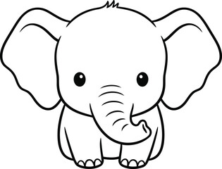 Fototapeta premium Cute baby elephant line art coloring page