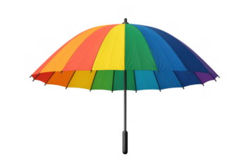 Rainbow umbrella displaying pride colors and offering protection from diverse weather conditions, symbolizing support and community