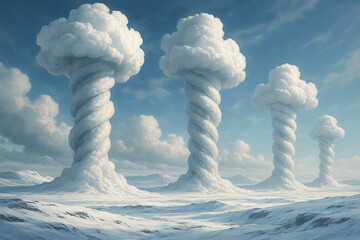 Arctic Sky Towers: Conceptual Twisted Cloud Formations