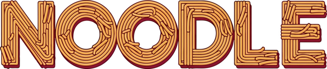 Noodle typography word crafted from curved pasta. © Faried