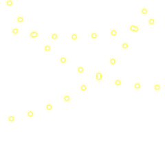 Decorative yellow string lights on transparent PNG. Perfect elements for flyer, banner, poster and Christmas card decorations. 