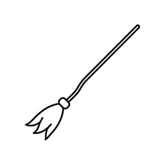 Hand drawn simple broomstick icon for halloween or cleaning