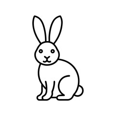 Simple line art icon of a sitting rabbit