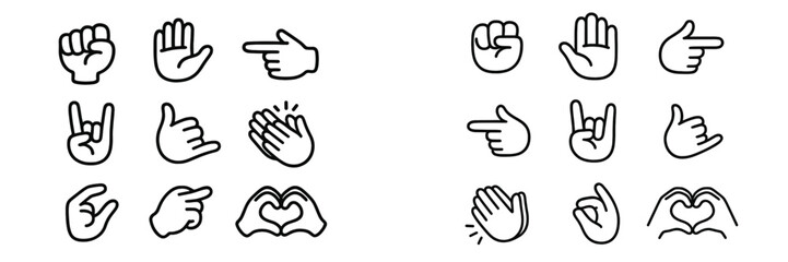 Diverse set of human hands showing various gestures and communication signs