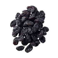 Png of pile of dark raisins isolated on transparent background, a healthy snack with a sweet and chewy texture