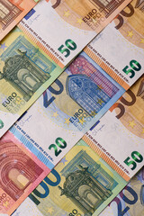 Euro, European currency cash banknotes for business. Euro banknotes
