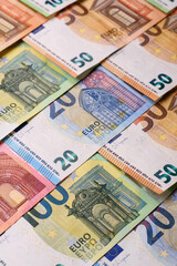 Euro, European currency cash banknotes for business. Euro banknotes