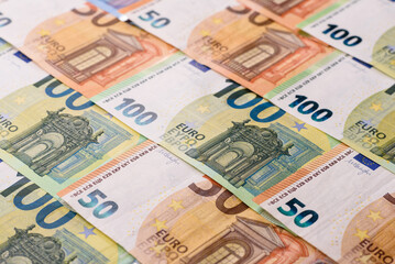 Euro, European currency cash banknotes for business. Euro banknotes