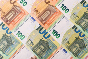Euro, European currency cash banknotes for business. Euro banknotes