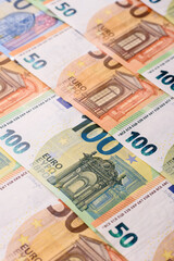 Euro, European currency cash banknotes for business. Euro banknotes