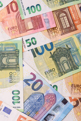 Euro, European currency cash banknotes for business. Euro banknotes