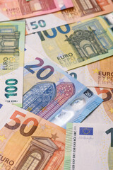 Obraz premium Euro, European currency cash banknotes for business. Euro banknotes