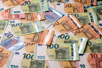 Euro, European currency cash banknotes for business. Euro banknotes