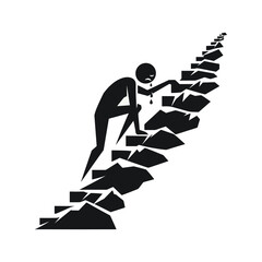 Halfway Climb – Tired But Pushing Stickman Figures Vector Design