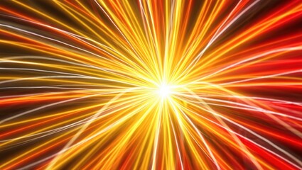 Obraz premium Bright yellow and orange light streaks radiating from a central point representing speed energy and data transfer perfect for technology and abstract backgrounds