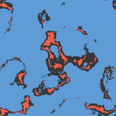 Seamless pixel lava vector pattern inspired by retro video games and anime aesthetics. Abstract liquid fire with dithered, noisy, grunge, nostalgic 8-bit