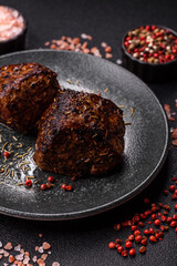 Grilled or barbecued beef steak, a fillet of meat cooked for dinner. Beef steak