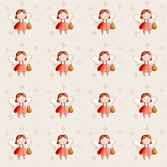 Seamless Tooth Fairy Pattern &ndash; Cute Hand Drawn Magical Character Design